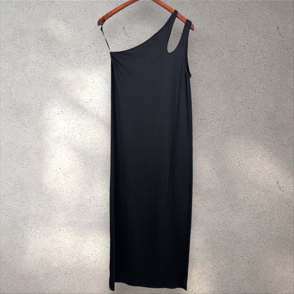 LouLou Studio Agitti Maxi Dress Black Cotton Asymmetric One Shoulder Sz S - Picture 4 of 6